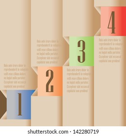 Design template in retro colors.Vector paper numbered banners