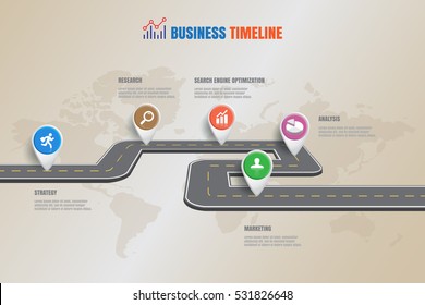 Design-Vorlage, Roadmap-Business-Timeline, Vektorgrafik