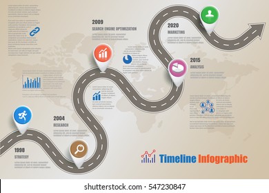 Design template, Road map business timeline. Vector Illustration