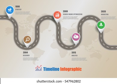 Design template, Road map business timeline. Vector Illustration
