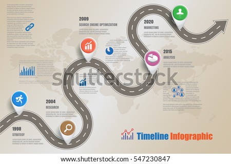 Design template, Road map business timeline. Vector Illustration