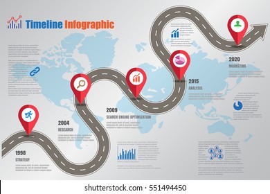 Design template, Road map timeline infographic. Vector Illustration