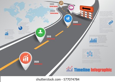 Design template, road map timeline infographic. Vector Illustration
