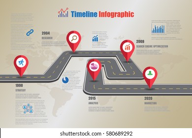 Design Template, Road Map Timeline Infographic. Vector Illustration