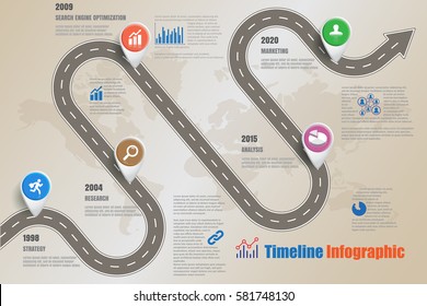 Design Template, Road Map Timeline Infographic. Vector Illustration