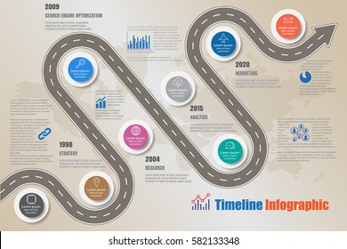 Design Template, Road Map Timeline Infographic. Vector Illustration