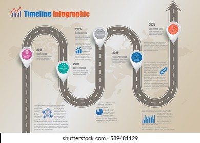 Design template, road map timeline infographic. Vector Illustration