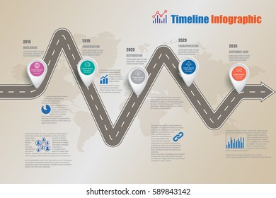Design template, road map timeline infographic. Vector Illustration