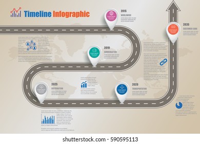 Design template, road map timeline infographic. Vector Illustration