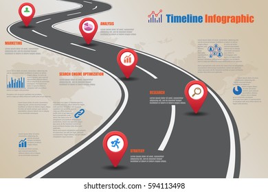 Design template, road map timeline infographic. Vector Illustration