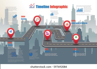 Design template, road map timeline infographic. Vector Illustration