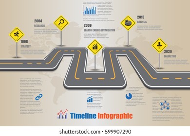 Design template, road map timeline infographic. Vector Illustration