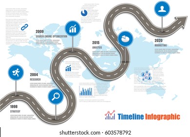 Design Template, Road Map Timeline Infographic. Vector Illustration