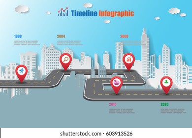 Design Template, Road Map Timeline Infographic. Vector Illustration