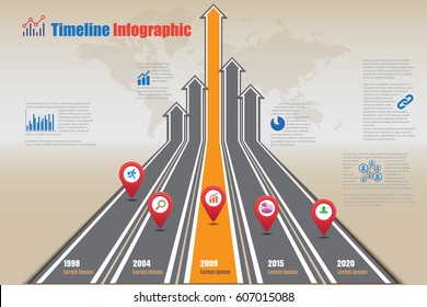 Design template, road map timeline infographic. Vector Illustration