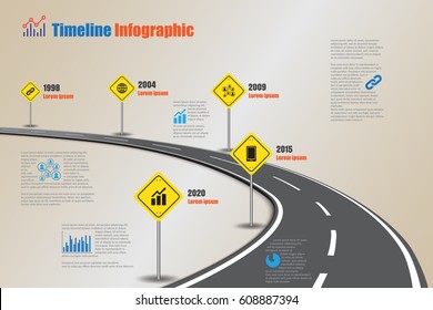 Design Template, Road Map Timeline Infographic. Vector Illustration