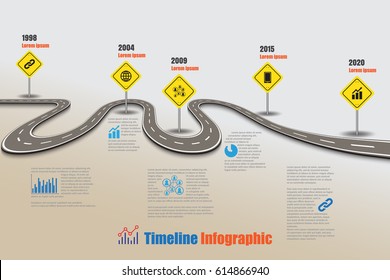 Design Template, Road Map Timeline Infographic. Vector Illustration