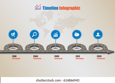Design template, Road map timeline infographic. Vector Illustration