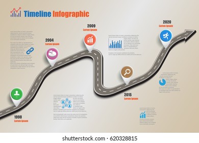 Design template, Road map timeline infographic. Vector Illustration