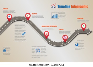 Design template, Road map timeline infographic. Vector Illustration
