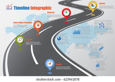 Design template, Road map timeline infographic. Vector Illustration