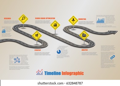 Design template, Road map timeline infographic. Vector Illustration