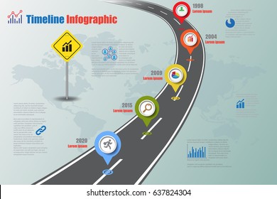 Design template, Road map timeline infographic. Vector Illustration