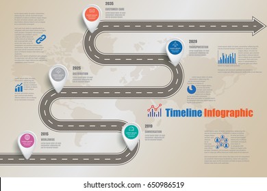 Design template, Road map timeline infographic. Vector Illustration