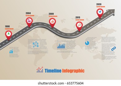 Design template, Road map timeline infographic. Vector Illustration