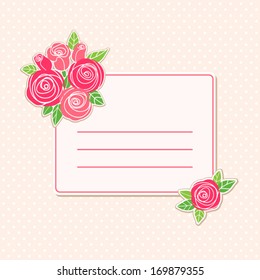 Design template with roses and place for text.