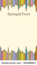 Design template with rows of stylized colored pencils