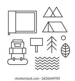 Design template set camping element or icon line stroke unique 