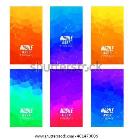 Design template set of web backgrounds. Brochure flyer. Mobile technology concept backdrop. Mobile app design template. Mobile UI interface template