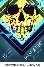 Design template with skull and place for text. Festival poster