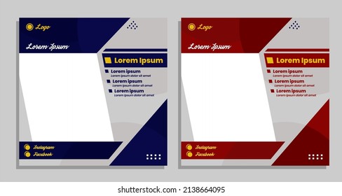 design template for social media needs, blue and red colors