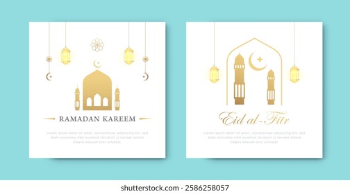 design template for social media posts themed celebration of the holy month of ramadan and eid al-fitr. Ramadan Kareem. muslim celebration