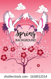 Design template of spring background. Spring poster, flyer, invitation, card. Vector Illustration