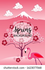 Design template of spring background. Spring poster, flyer, invitation, card. Vector Illustration