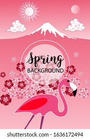 Design template of spring background. Spring poster, flyer, invitation, card. Vector Illustration