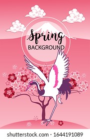 Design template of spring background. Spring poster, flyer, invitation, card. Vector Illustration