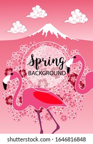 Design template of spring background. Spring poster, flyer, invitation, card. Vector Illustration