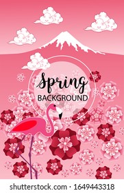 Design template of spring background. Spring poster, flyer, invitation, card. Vector Illustration