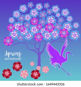 Design template of spring background. Spring poster, flyer, invitation, card. Vector Illustration