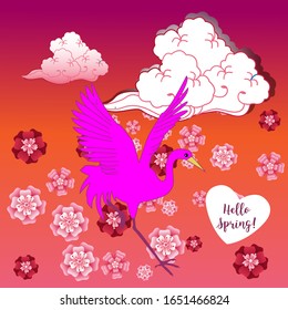 Design template of spring background. Spring poster, flyer, invitation, card. Vector Illustration