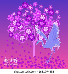 Design template of spring background. Spring poster, flyer, invitation, card. Vector Illustration