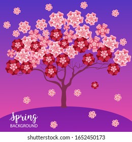 Design template of spring background. Spring poster, flyer, invitation, card. Vector Illustration