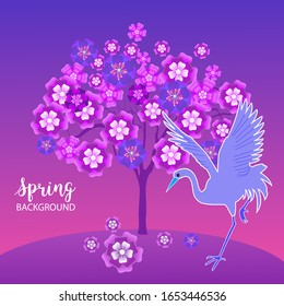 Design template of spring background. Spring poster, flyer, invitation, card. Vector Illustration