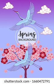 Design template of spring background. Spring poster, flyer, invitation, card. Vector Illustration