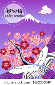 Design template of spring background. Spring poster, flyer, invitation, card. Vector Illustration