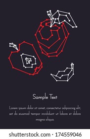 Design template with stylized apples as compound molecules